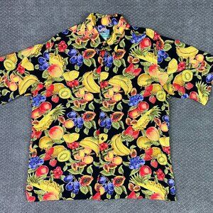 Vintage Reyn Spooner Shirt Men's XL Fruit Bananas Hawaiian 100% Rayon Tropical